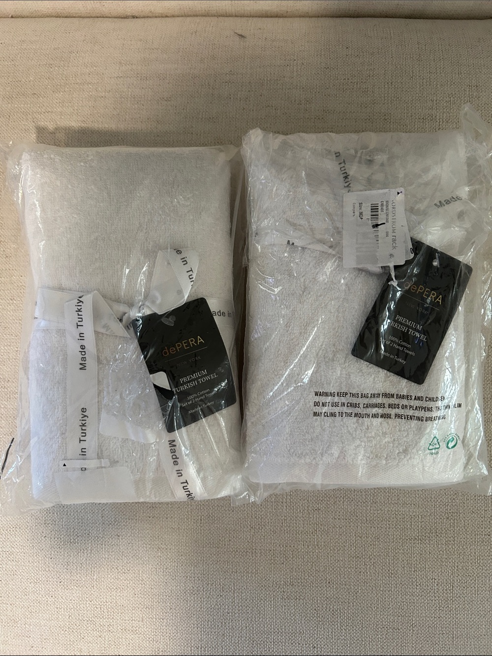Depera Home 4 Piece  Puresoft Turkish Hand Towel Set White, NEW with tags - Picture 5 of 7